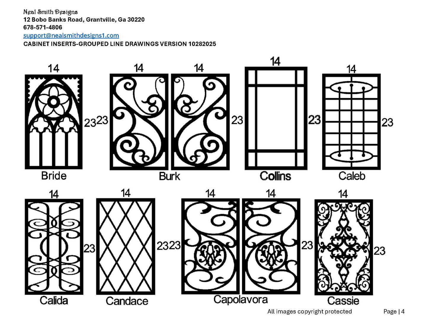 All Cabinet Door Insert Line Drawings