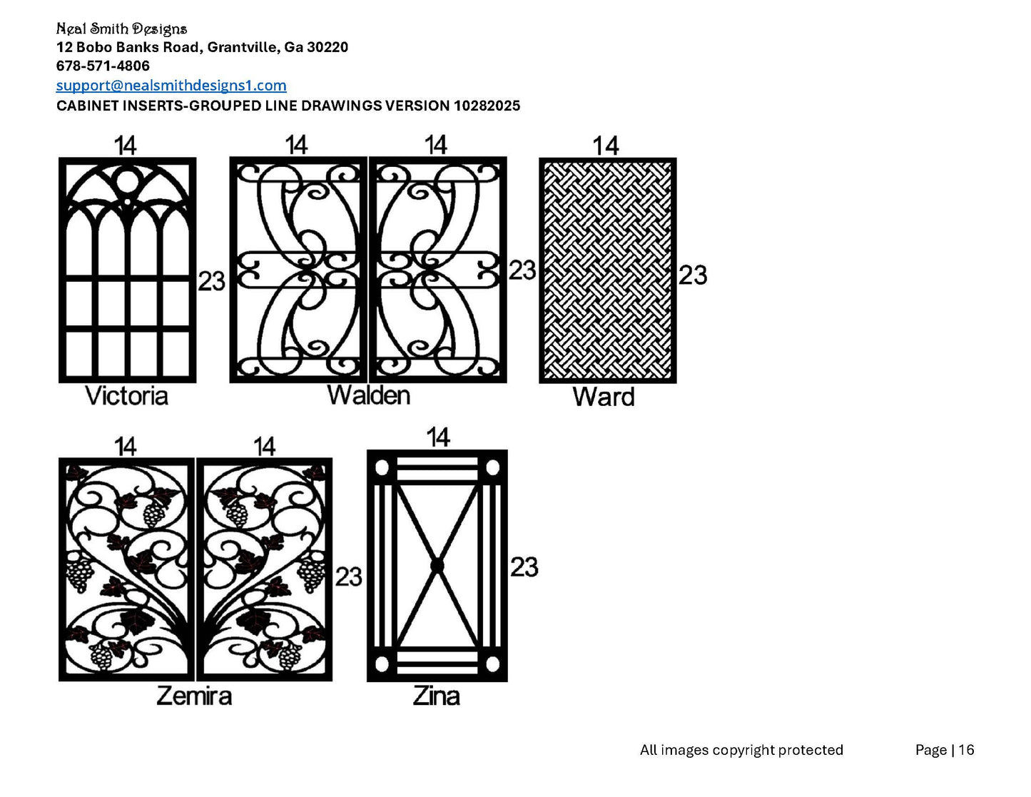 All Cabinet Door Insert Line Drawings