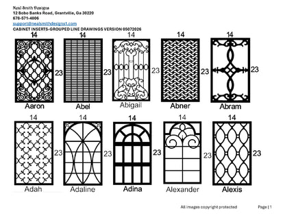 All Cabinet Door Insert Line Drawings