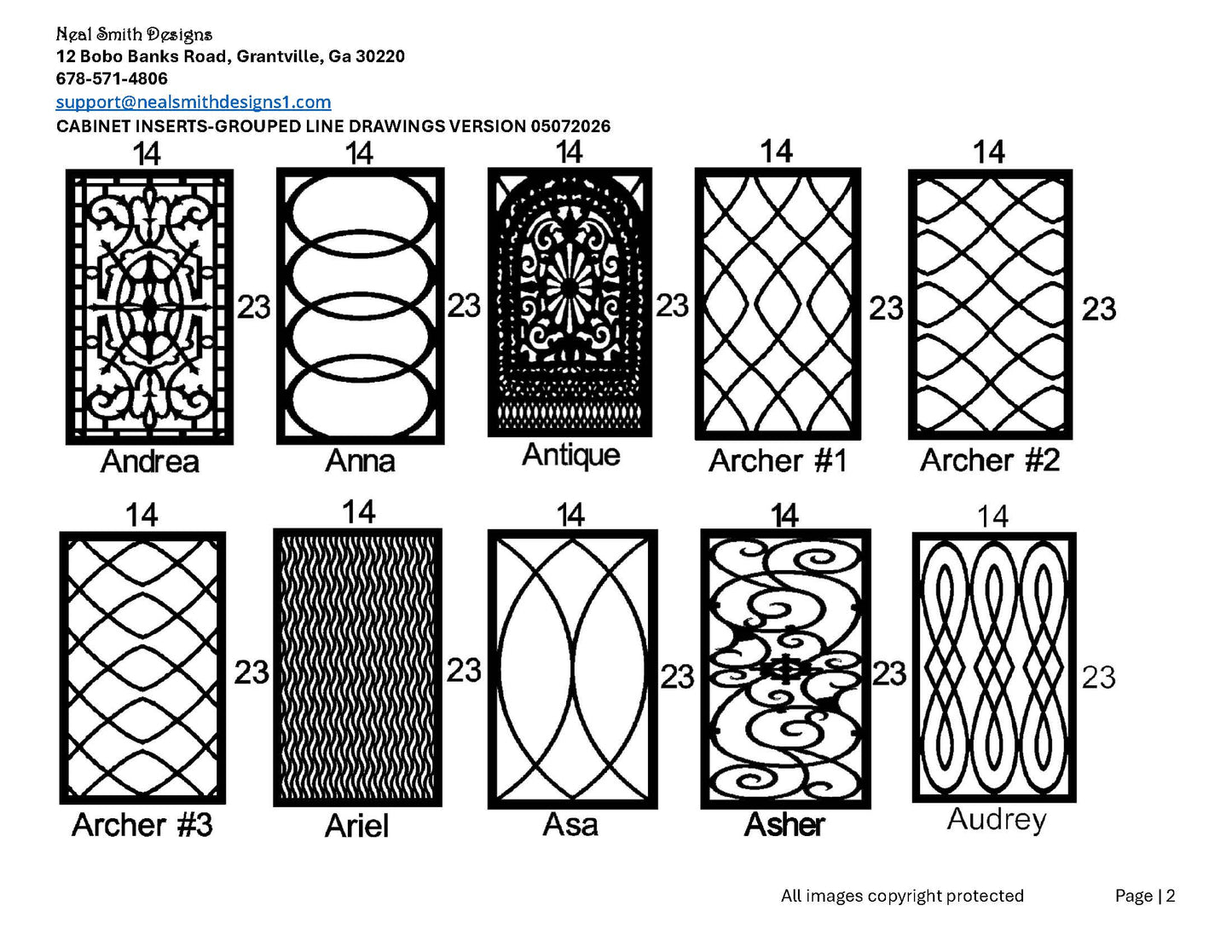 All Cabinet Door Insert Line Drawings