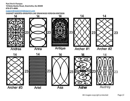 All Cabinet Door Insert Line Drawings