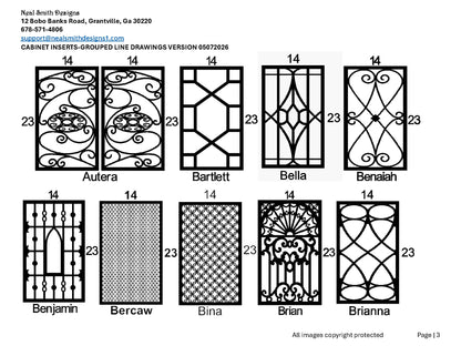 All Cabinet Door Insert Line Drawings