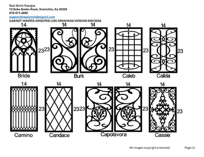 All Cabinet Door Insert Line Drawings