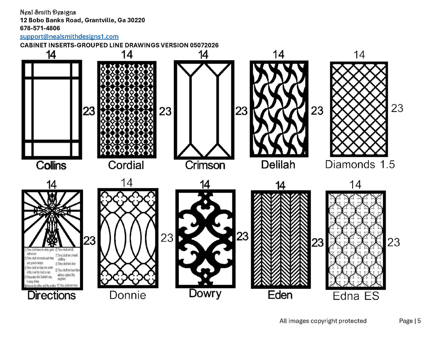 All Cabinet Door Insert Line Drawings