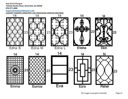All Cabinet Door Insert Line Drawings