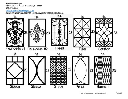 All Cabinet Door Insert Line Drawings