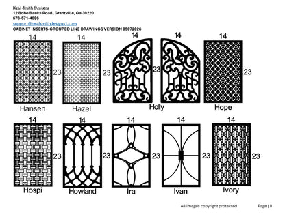 All Cabinet Door Insert Line Drawings