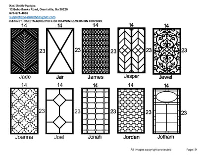 All Cabinet Door Insert Line Drawings