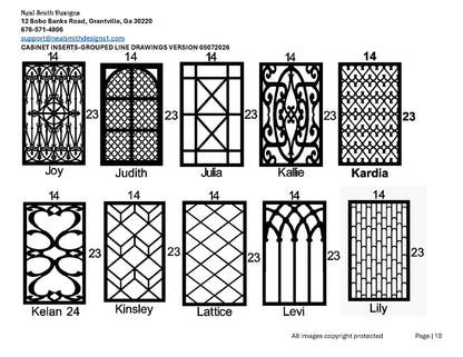 All Cabinet Door Insert Line Drawings