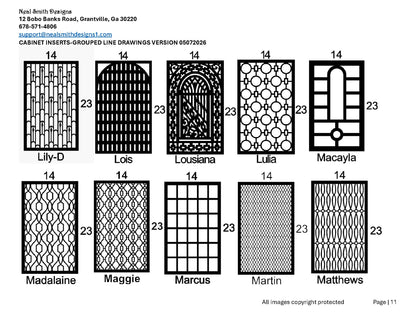 All Cabinet Door Insert Line Drawings