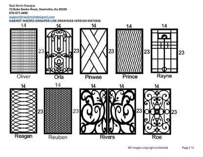 All Cabinet Door Insert Line Drawings