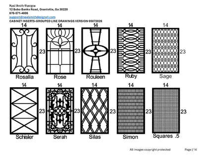 All Cabinet Door Insert Line Drawings
