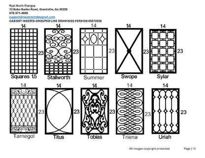 All Cabinet Door Insert Line Drawings