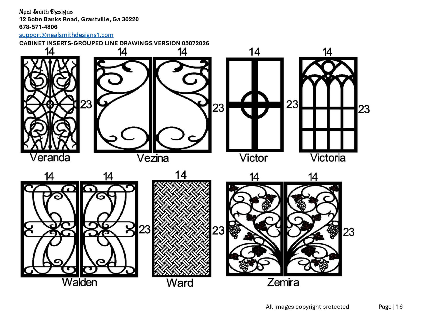 All Cabinet Door Insert Line Drawings