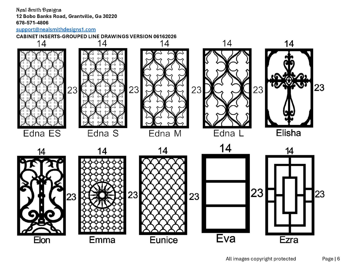 All Cabinet Door Insert Line Drawings
