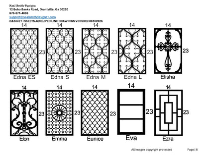 All Cabinet Door Insert Line Drawings