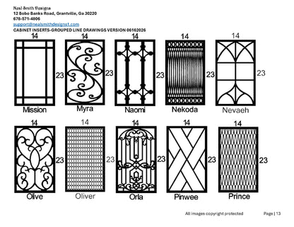 All Cabinet Door Insert Line Drawings