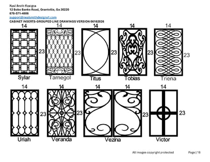 All Cabinet Door Insert Line Drawings