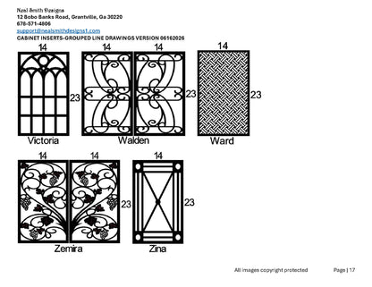 All Cabinet Door Insert Line Drawings