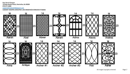 All Cabinet Door Insert Line Drawings