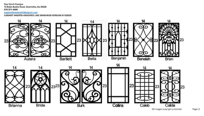 All Cabinet Door Insert Line Drawings