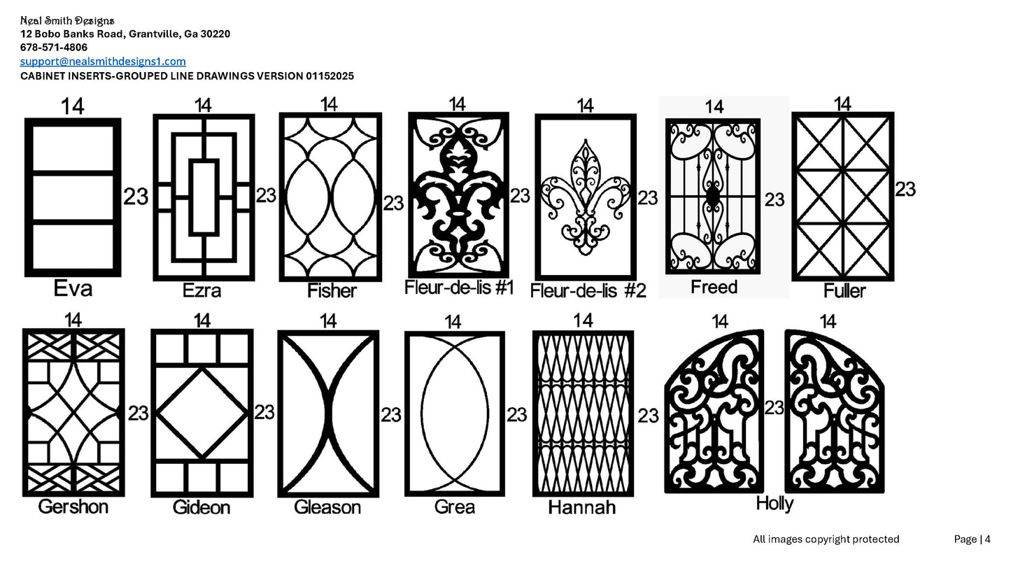 All Cabinet Door Insert Line Drawings