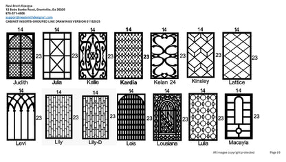 All Cabinet Door Insert Line Drawings