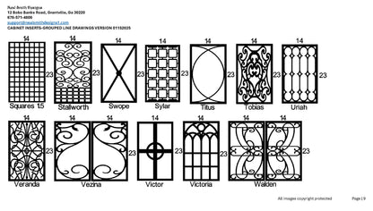 All Cabinet Door Insert Line Drawings