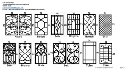 All Cabinet Door Insert Line Drawings