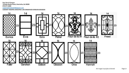 All Cabinet Door Insert Line Drawings