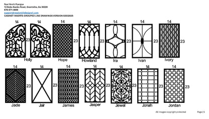 All Cabinet Door Insert Line Drawings