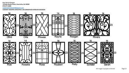 All Cabinet Door Insert Line Drawings