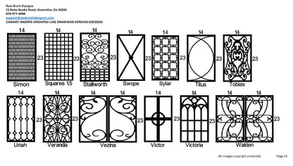 All Cabinet Door Insert Line Drawings