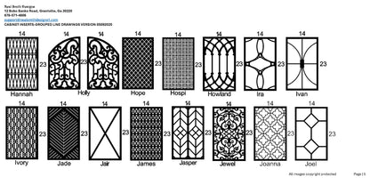 All Cabinet Door Insert Line Drawings