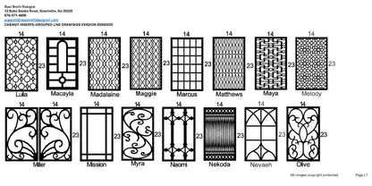 All Cabinet Door Insert Line Drawings
