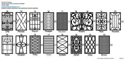 All Cabinet Door Insert Line Drawings