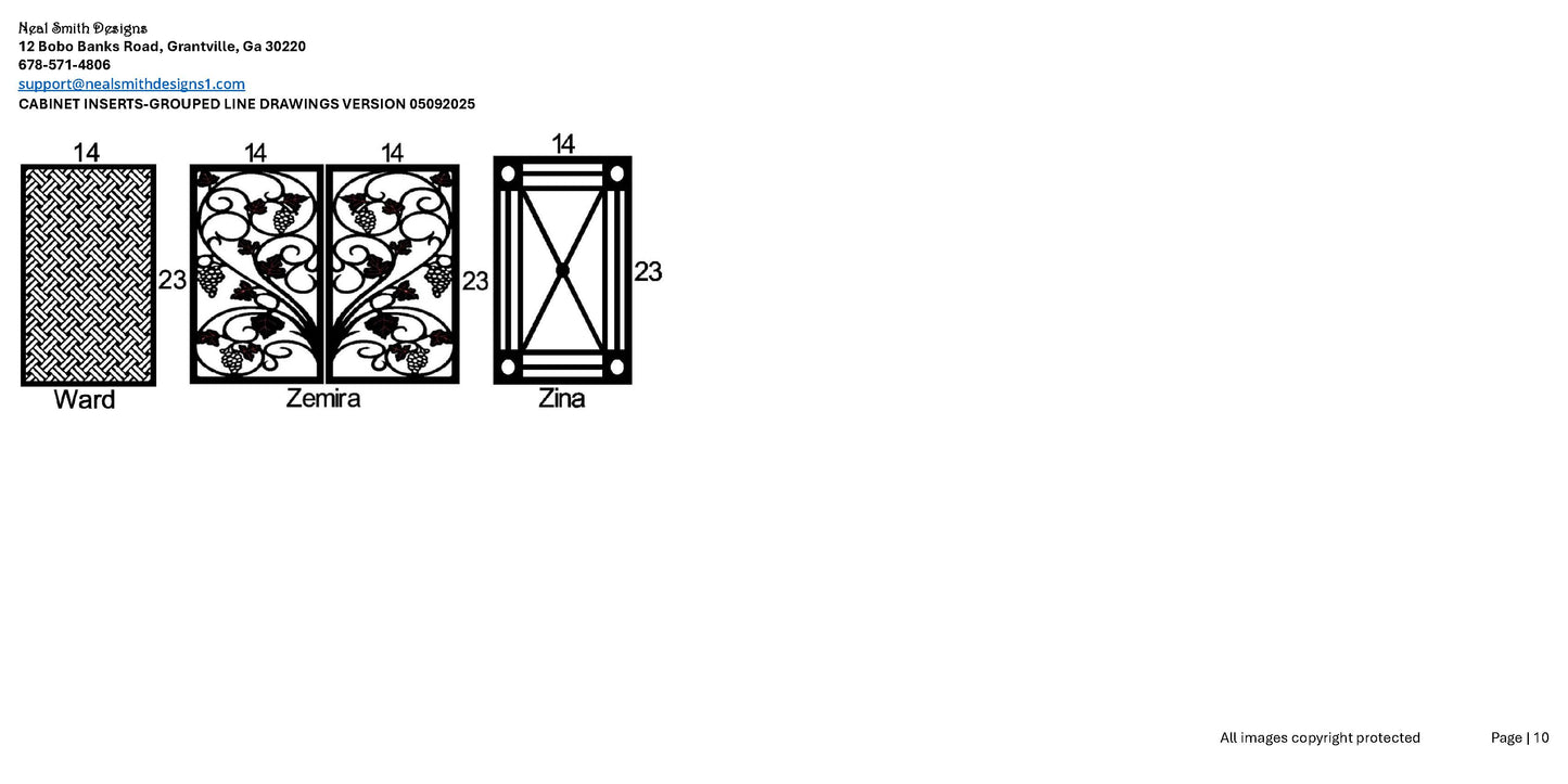 All Cabinet Door Insert Line Drawings