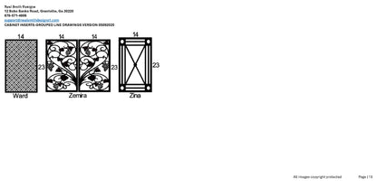 All Cabinet Door Insert Line Drawings