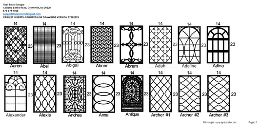 All Cabinet Door Insert Line Drawings