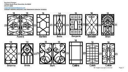 All Cabinet Door Insert Line Drawings