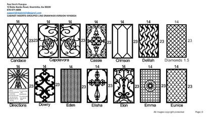 All Cabinet Door Insert Line Drawings