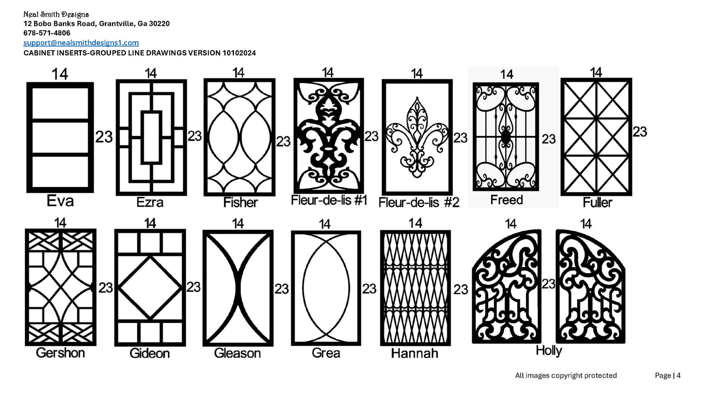 All Cabinet Door Insert Line Drawings