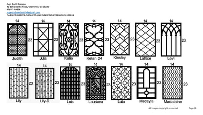 All Cabinet Door Insert Line Drawings