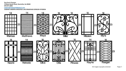 All Cabinet Door Insert Line Drawings