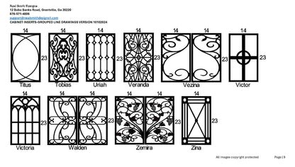 All Cabinet Door Insert Line Drawings