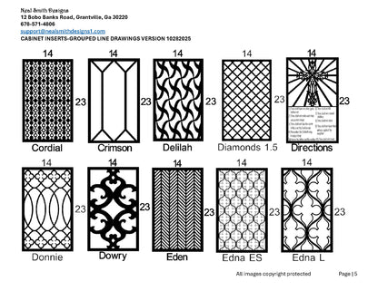 All Cabinet Door Insert Line Drawings