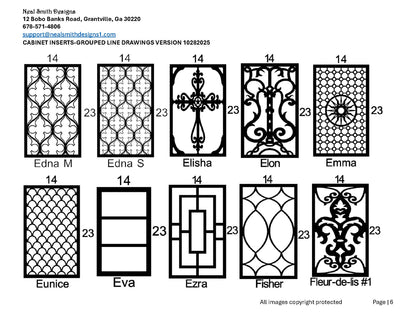 All Cabinet Door Insert Line Drawings