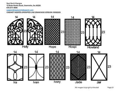 All Cabinet Door Insert Line Drawings