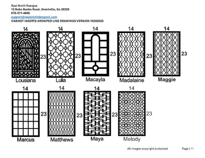 All Cabinet Door Insert Line Drawings