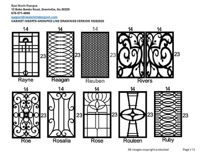 All Cabinet Door Insert Line Drawings